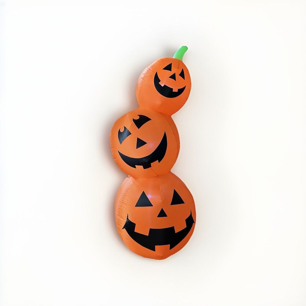 Gemmy Airblown 8-foot Halloween Inflatable Pumpkin Stack Self Inflatable WORKS